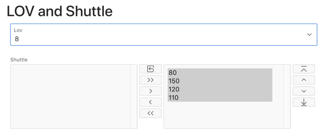Auto select shuttle values.