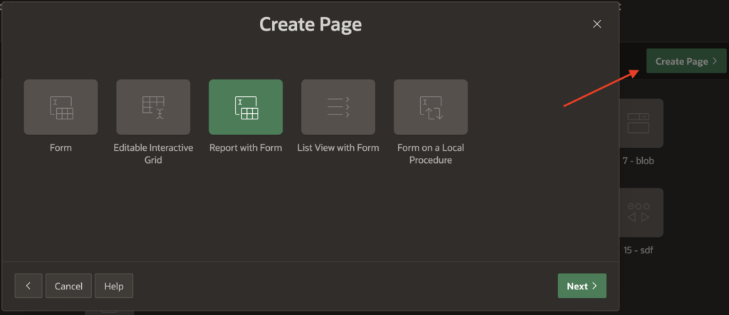 Create a report with form.