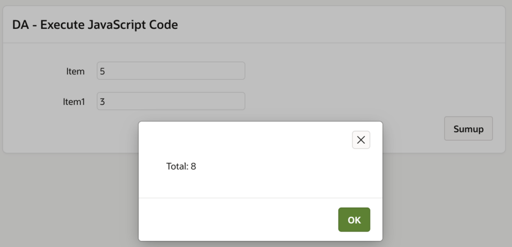 Execute JavaScript code example.