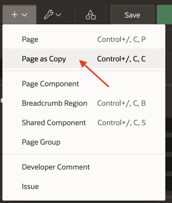 Page as Copy menu option.